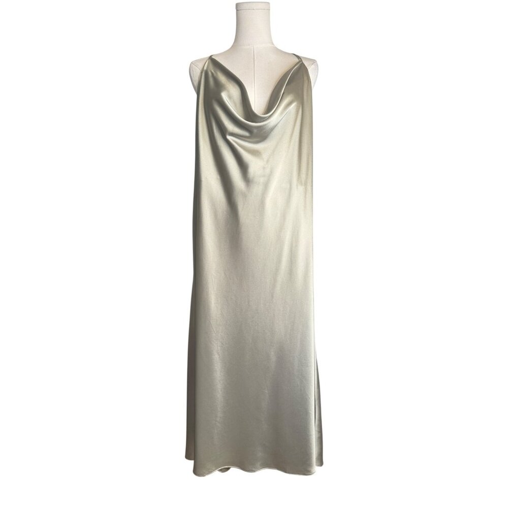 NWOT Show Me Your Mumu 3X Verona Cowl Midi Satin Deep Sage Olive Green